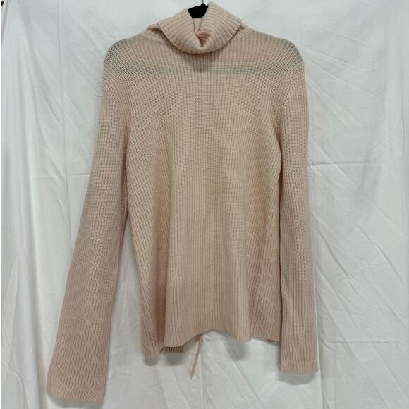 A.L.C. Markell Wool-Cashmere Turtleneck Lace-Up Back Knit Sweater Light Pink S - Picture 3 of 5